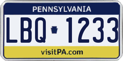 PA license plate LBQ1233