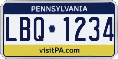 PA license plate LBQ1234