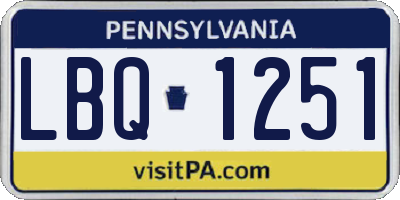 PA license plate LBQ1251
