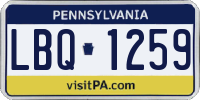 PA license plate LBQ1259
