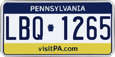PA license plate LBQ1265