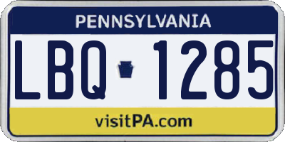 PA license plate LBQ1285