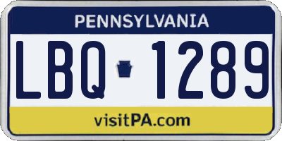 PA license plate LBQ1289