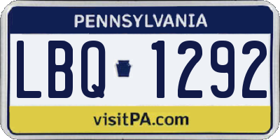 PA license plate LBQ1292
