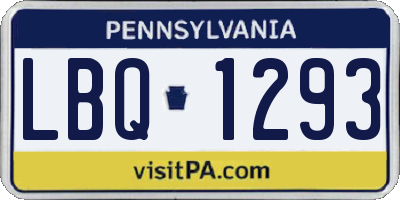 PA license plate LBQ1293