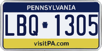 PA license plate LBQ1305