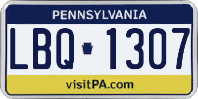 PA license plate LBQ1307