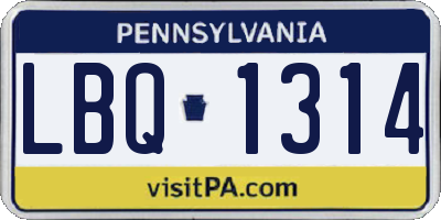 PA license plate LBQ1314