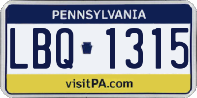 PA license plate LBQ1315