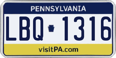 PA license plate LBQ1316