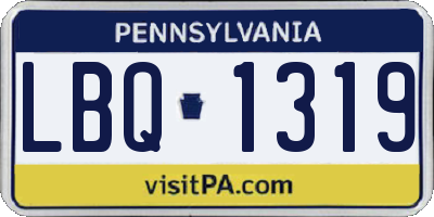 PA license plate LBQ1319