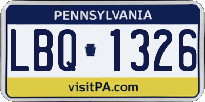 PA license plate LBQ1326