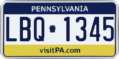 PA license plate LBQ1345