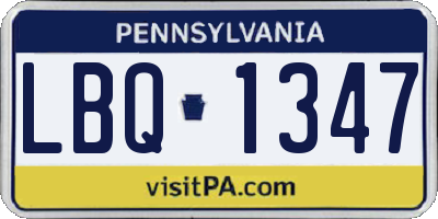 PA license plate LBQ1347