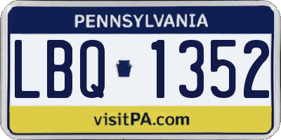 PA license plate LBQ1352