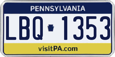 PA license plate LBQ1353