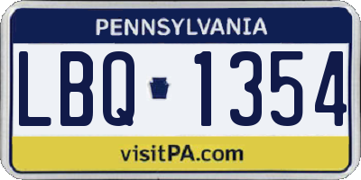 PA license plate LBQ1354