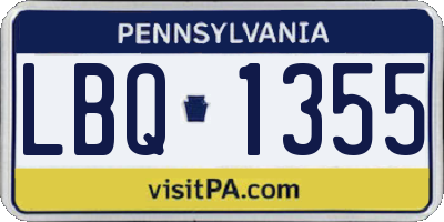 PA license plate LBQ1355