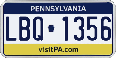 PA license plate LBQ1356