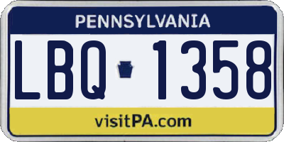 PA license plate LBQ1358