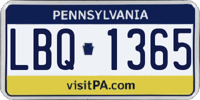 PA license plate LBQ1365