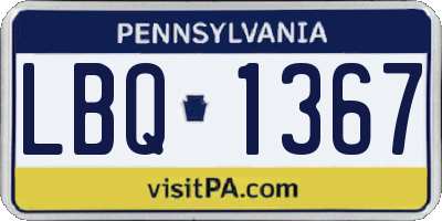 PA license plate LBQ1367