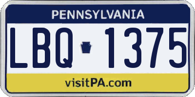 PA license plate LBQ1375