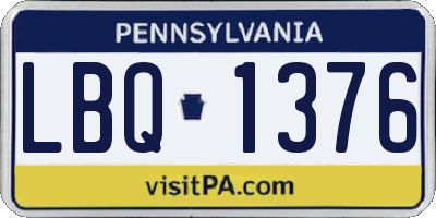 PA license plate LBQ1376