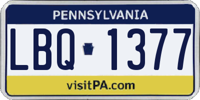 PA license plate LBQ1377