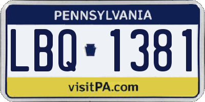 PA license plate LBQ1381