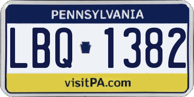 PA license plate LBQ1382