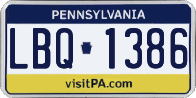 PA license plate LBQ1386