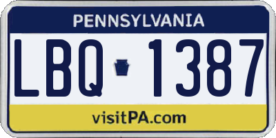 PA license plate LBQ1387