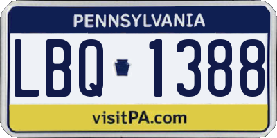 PA license plate LBQ1388