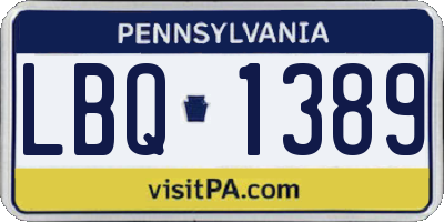 PA license plate LBQ1389
