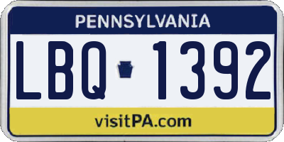 PA license plate LBQ1392