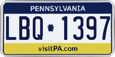 PA license plate LBQ1397