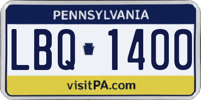 PA license plate LBQ1400