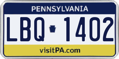 PA license plate LBQ1402