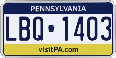PA license plate LBQ1403