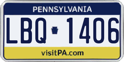 PA license plate LBQ1406