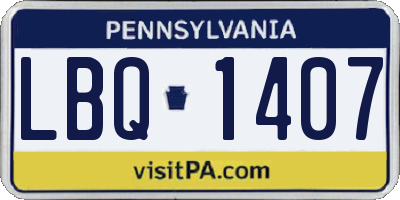 PA license plate LBQ1407