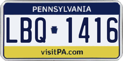 PA license plate LBQ1416