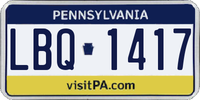 PA license plate LBQ1417