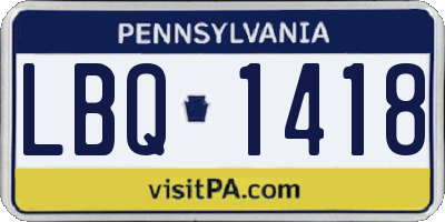 PA license plate LBQ1418