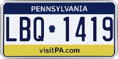 PA license plate LBQ1419