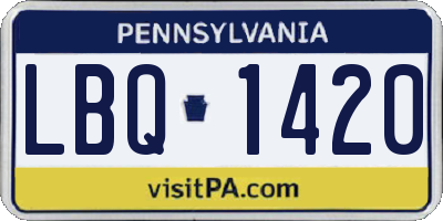 PA license plate LBQ1420
