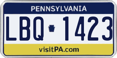 PA license plate LBQ1423