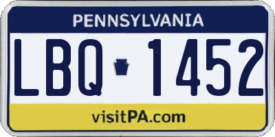 PA license plate LBQ1452