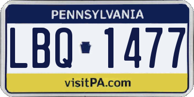 PA license plate LBQ1477